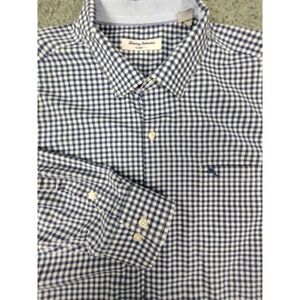 Tommy‎ Bahama Shirt Men's XXL Blue White Island Zone Gingham Plaid Logo